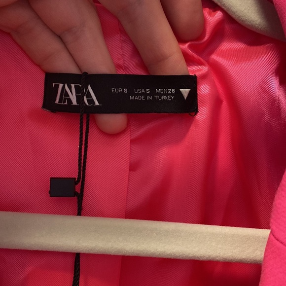 Hot Pink Zara Menswear Style Blazer with Tortoise Buttons NWT Size Small - Picture 4 of 10